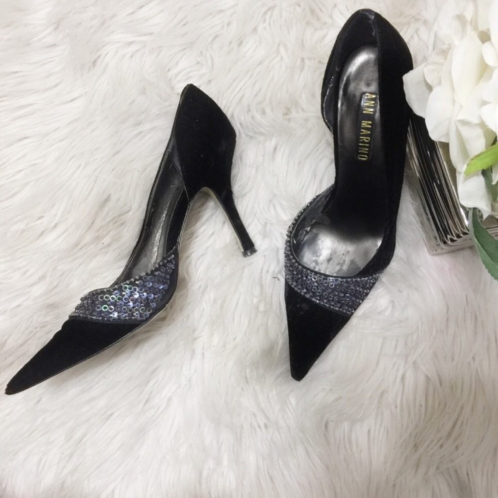 Ann Marino dressy crushed velvet high heel shoes